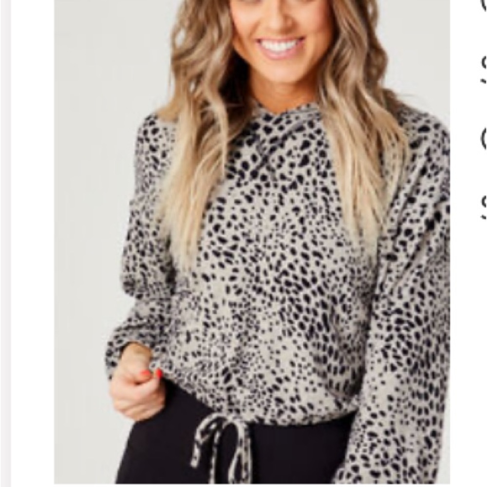 NWT Altar’d State Dalmatian Animal Print Soft Hoodie Sweatshirt Dot Pattern Top